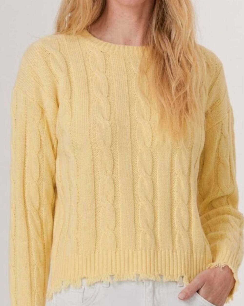 NEW J. SOCIETY cable crewneck sweater in yellow